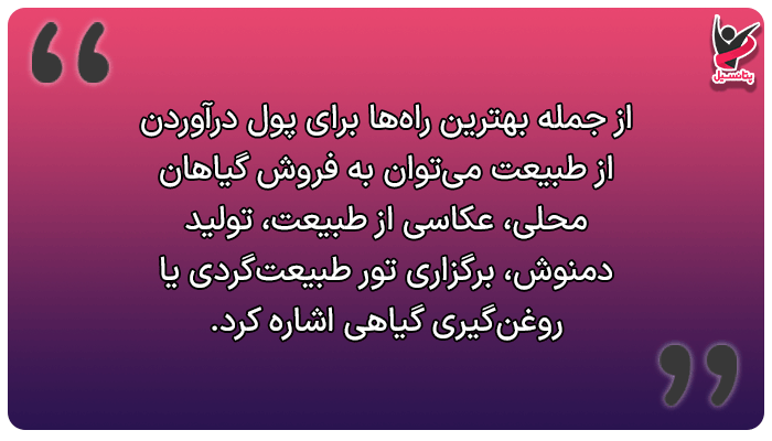 ایده پول درآوردن از طبیعت