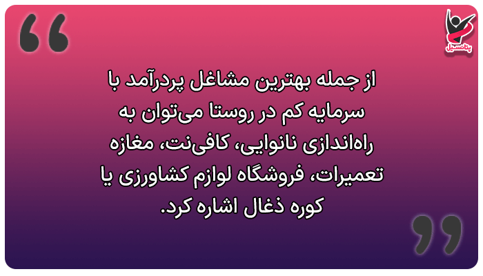 منتخب و بهترین ایده شغل پردرآمد با سرمایه کم در روستا