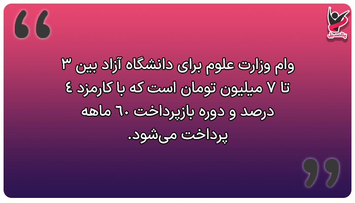 مبلغ وام دانشگاه آزاد وزارت علوم