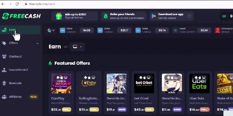 درآمد دلاری با ثبت‌نام در سایت freecash 