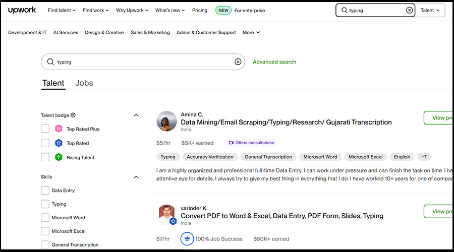 درآمد دلاری از تایپ داده